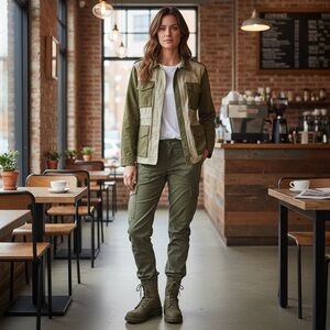 Vintage Brixton Button Up Olive Green Utility Jacket Size S